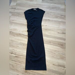 Zara Black Midi Fitted Dress Cap Sleeve